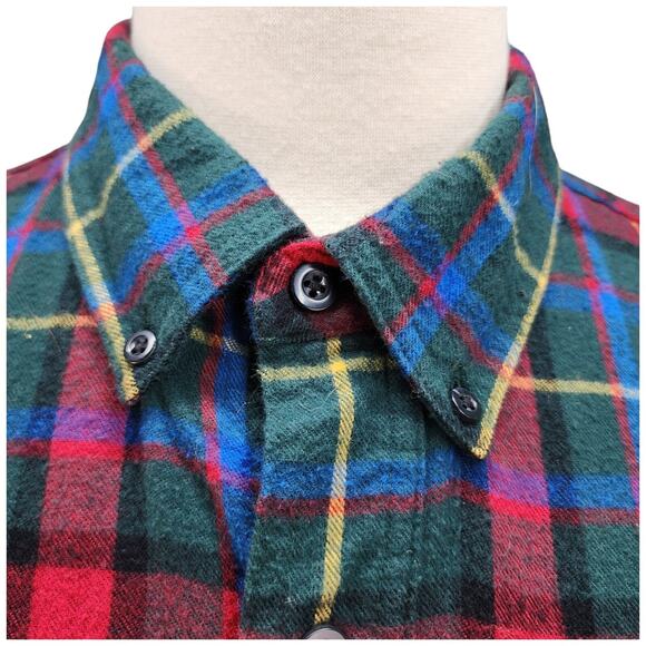 L.L Bean Traditional Fit Flannel Shirt Men XLARGE Green Red Western Scotch Plaid - Picture 3 of 11